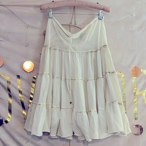White Hippie Skirt with gold Beads